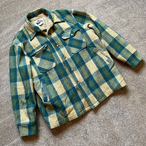 VTG 70’s Woolrich Plaid Sherpa Mens Coat - Picture 3 of 6